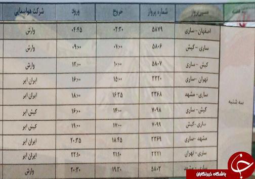 پرواز های سه شنبه 19 شهریورماه فرودگاه های مازندران پرواز های سه شنبه 19 شهریورماه فرودگاه های مازندران