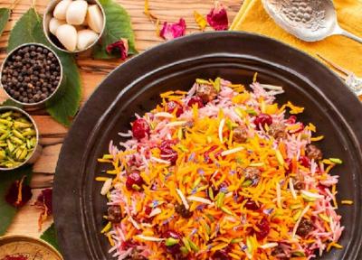 چطور یک آلبالو پلو مجلسی شاهانه با مرغ و گوشت قلقلی بپزیم؟